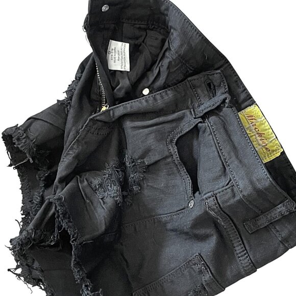 Machine Pour Neuf Mode Women's Ripped Hem Distressed Denim Jeans Shorts Size 26 - Picture 3 of 4